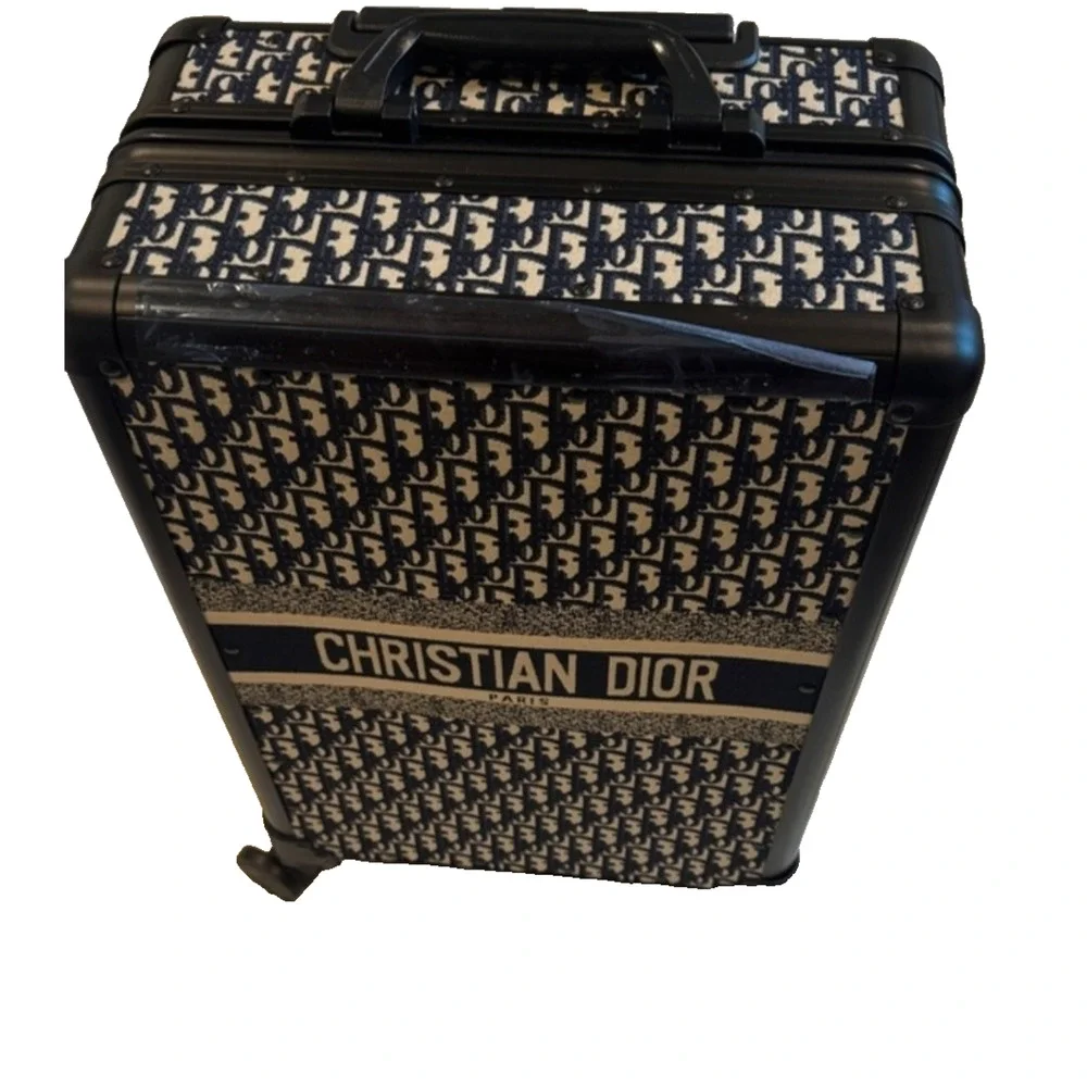 Christian Dior Blue Abstract Pattern Wheeled Suitcase Carry On Size 24x16x10 